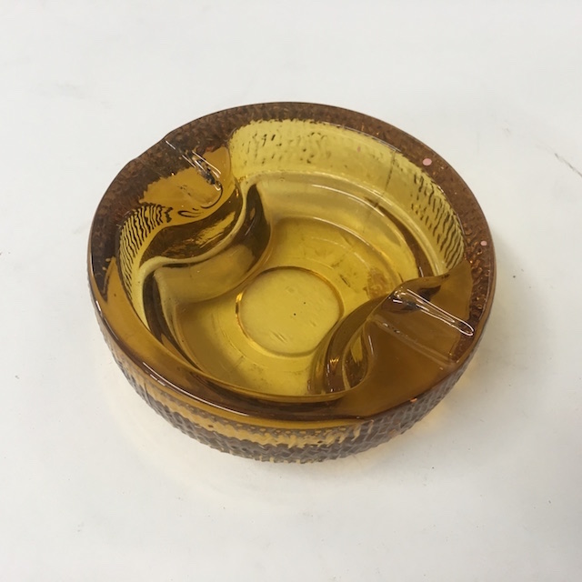 ASHTRAY, Glass - Amber Round Ex Small